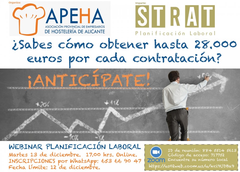 Webinar sobre Planificación Laboral y cómo obtener hasta 28.000 € por cada contratación