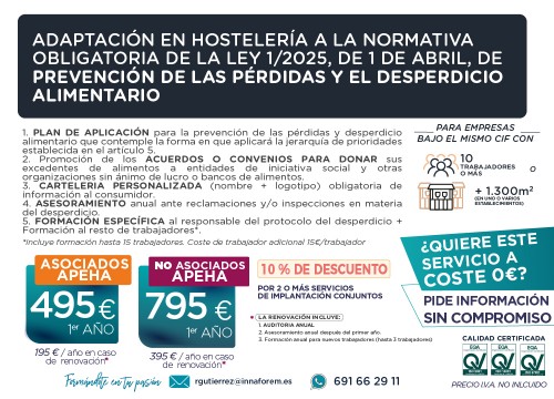 CUMPLE YA CON LA LEY DEL DESPERDICIO ALIMENTARIO (Y HAZLO FÁCIL, SIN COMPLICACIONES GRACIAS A SER ASOCIADO DE APEHA)